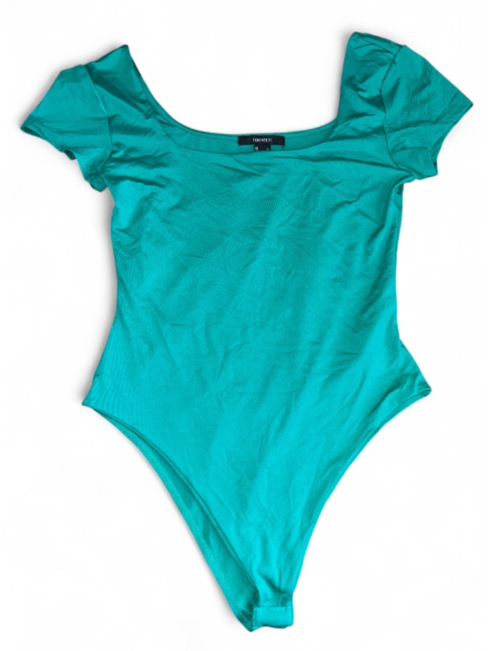 Forever 21 Teal Short Sleeve Scoop Neck Bodysuit